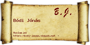 Bódi Jónás névjegykártya